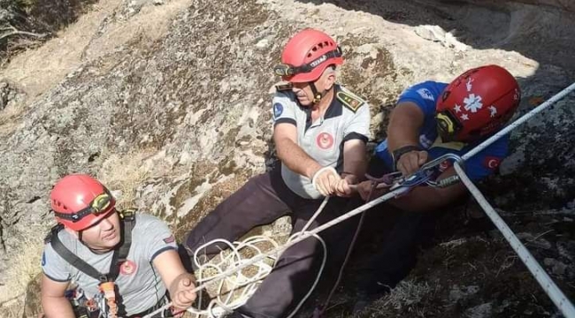 Bergama'da filmleri aratmayan keçi kurtarma operasyonu