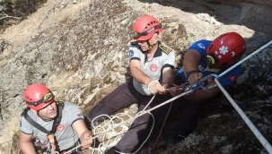 Bergama'da filmleri aratmayan keçi kurtarma operasyonu