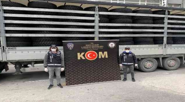İzmir'de 2 milyon TL değerinde kaçak araç lastiği ele geçirildi 