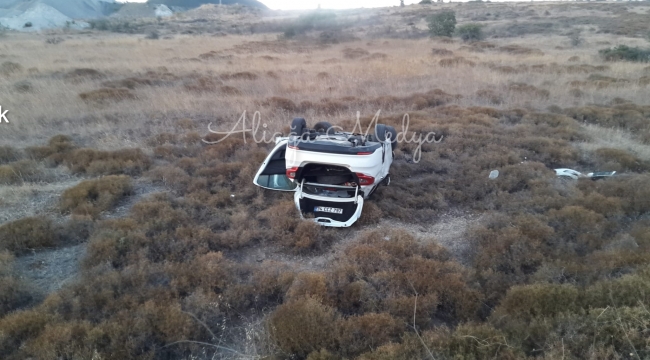 Aliağa'da otomobil takla attı