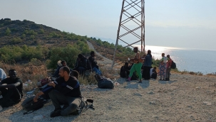 Foça'da Ormanlık Alanda 62 düzensiz göçmen yakalandı