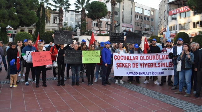 İzmir Aliağa'da İsrail protestosu