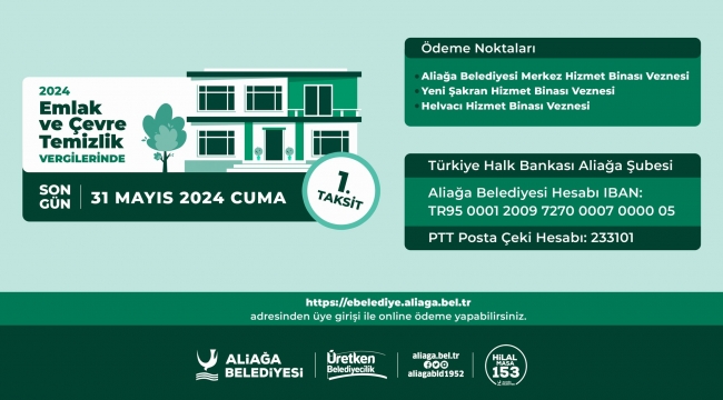 Aliağa Belediyesi'nden Vergi Hatırlatması