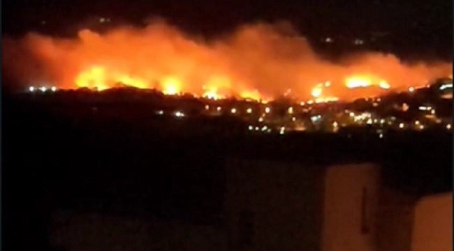 Candarlı'daki yangına havadan ve karadan müdahale ediliyor