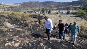 Başkan Tugay yangın bölgesinde iyileştirme çalışmalarını başlattı