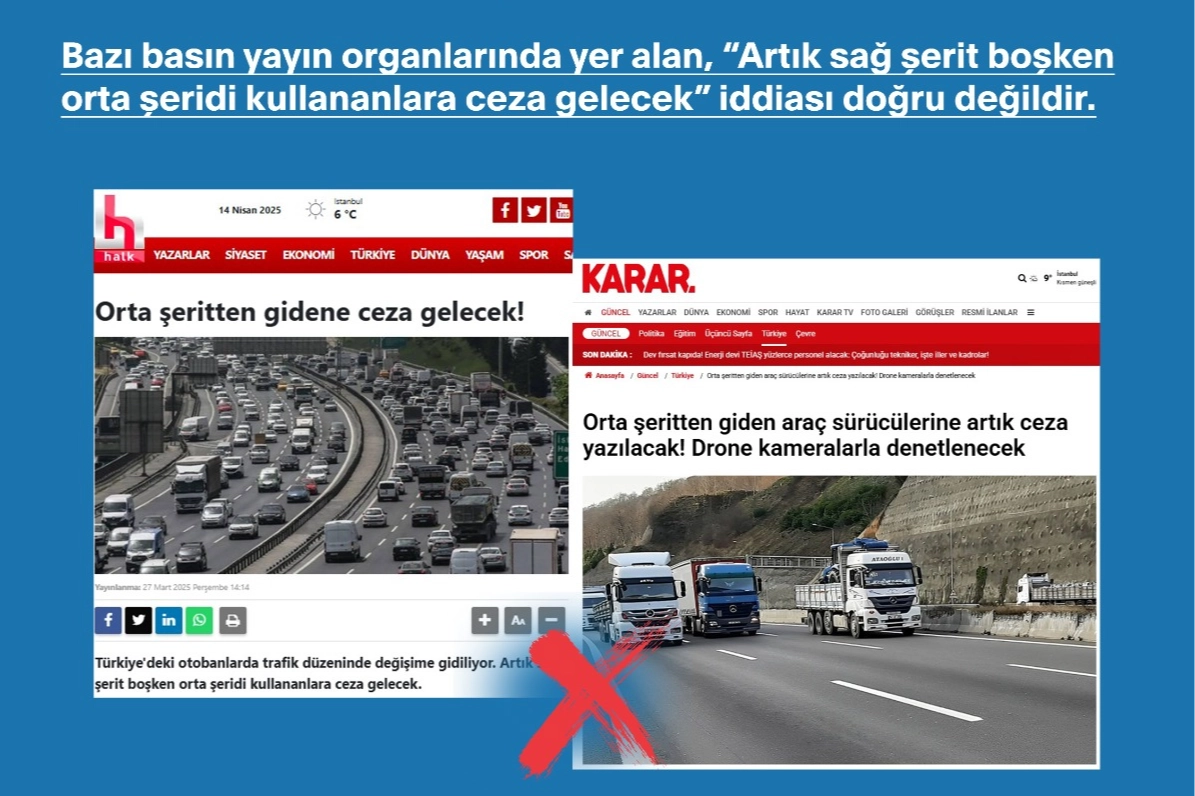 Trafikte 'orta şeride ceza' iddiaları asılsız