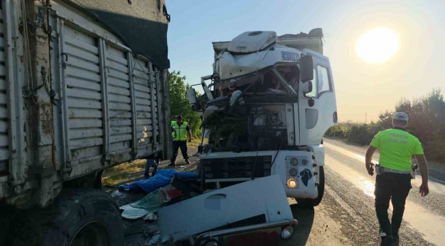 Kamyonundaki arızayı kontrol için inen sürücü başka bir kamyonun altında kaldı