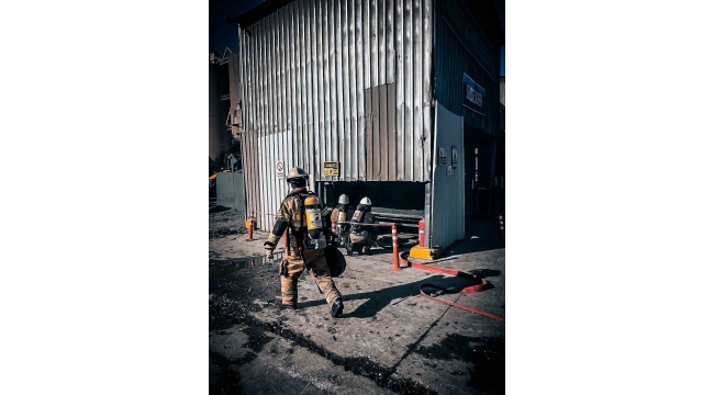 Çimento fabrikasında yangın tatbikatı