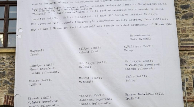 Meslek Fabrikası'na Ata'nın imzaladığı belgenin görselleri asıldı